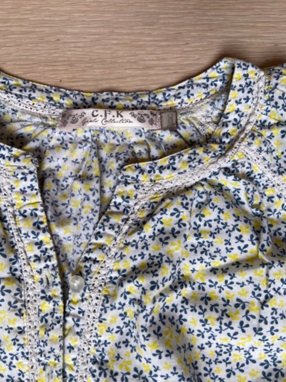 C.F.K. Kids navy and yellow flower print Pop over blouse, Size: 8 years old